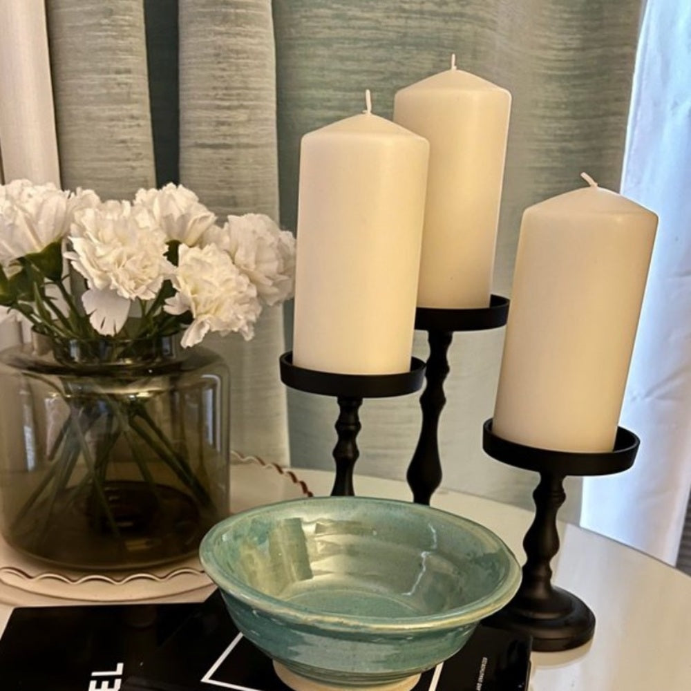 Set of 3 Black Candle Holders