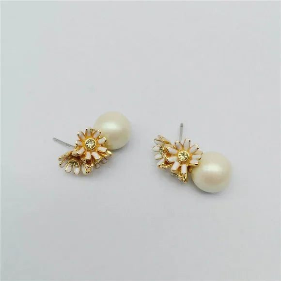 Kate Spade Loves Me Flower & Pearl Stud Earrings NWT