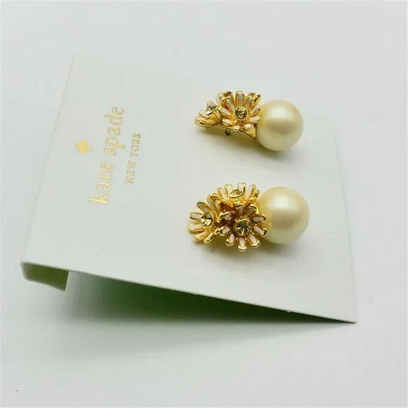 Kate Spade Loves Me Flower & Pearl Stud Earrings NWT