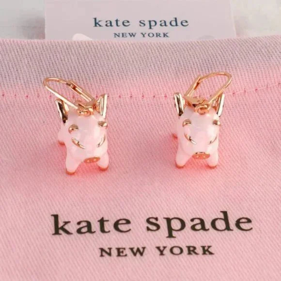 Kate Spade Imagination Flying Pig Enamel Earrings with Dust Bag Brand New