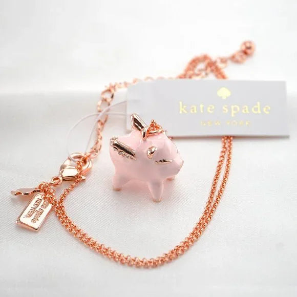 Kate Spade Imagination Enamel Flying Pig Pendant Necklace