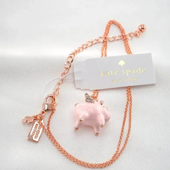 Kate Spade Imagination Enamel Flying Pig Pendant Necklace