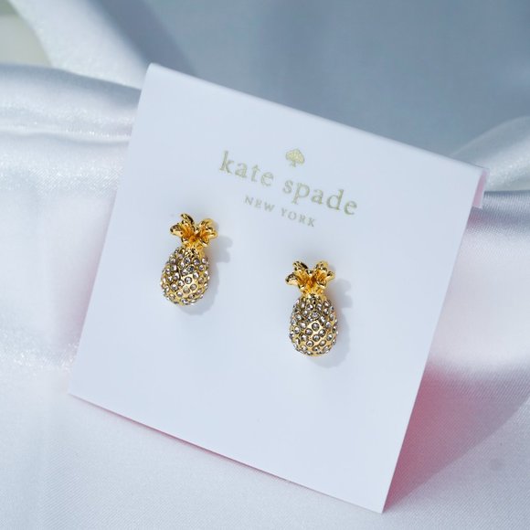 Kate Spade by The Pool Pave Pineapple Studs Earrings Includes Dust Bag