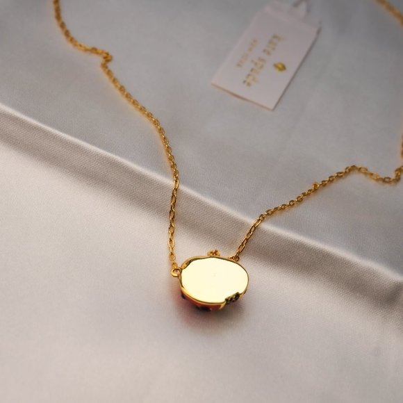 Kate Spade Gold Red Multi Little Ladybug Mini Pendant Necklace NEW