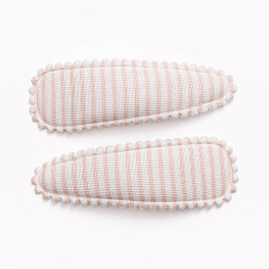 Juliet Blush Pink Striped Fabric Hair Clips