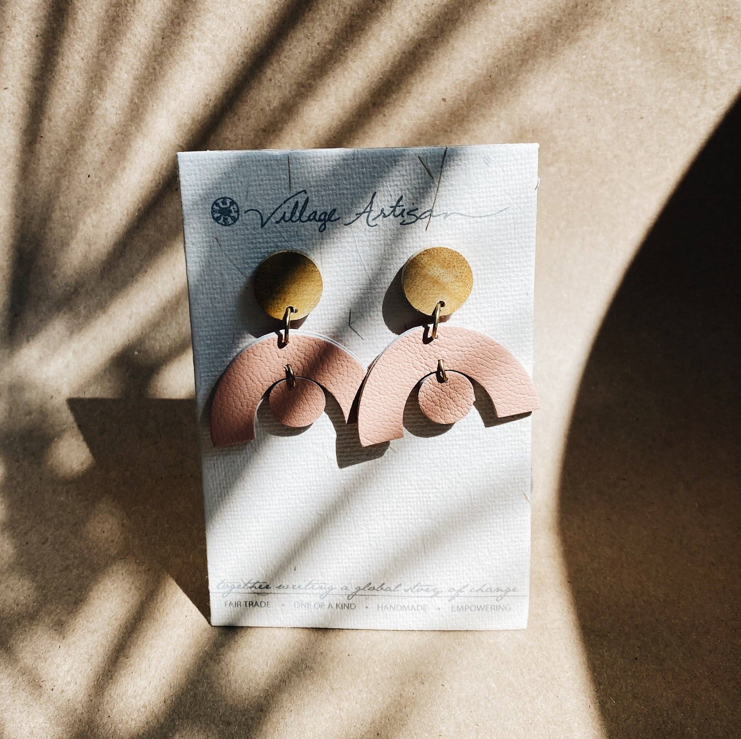 Arch Leather Earrings in Pink – Devine Consign Ltd.