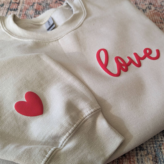 LOVE Crewneck Puff Print Sweatshirt