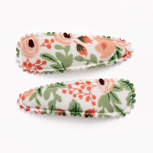 Rosa Pink Floral Fabric Hair Clips