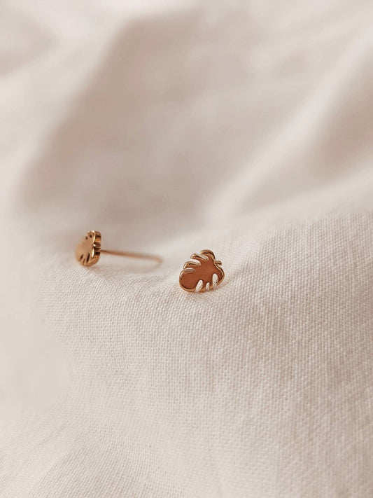 Monstera gold plated earrings