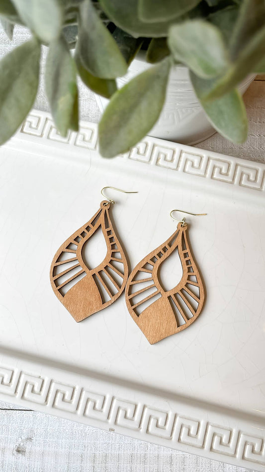 Boho Wood Pattern Drop Earring