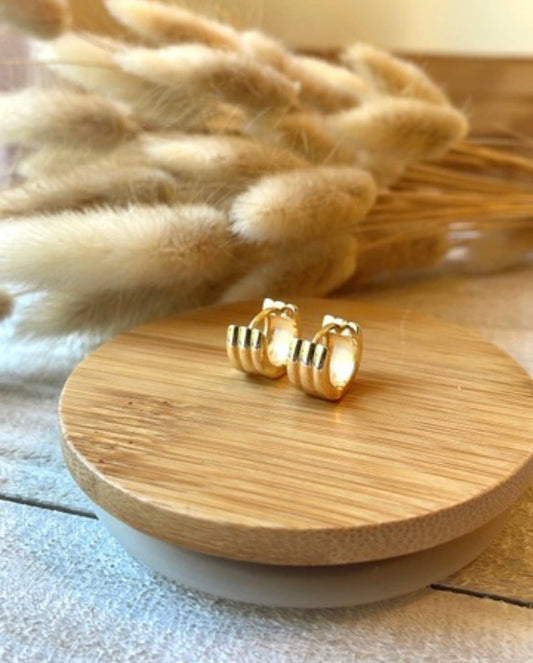 Gold Plated Lined Hoops Earrings